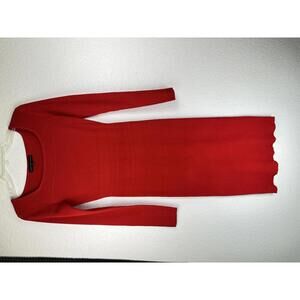 Women’s M Red Bodycon Sweater Dress Long Sleeve Knit Party Office Siren